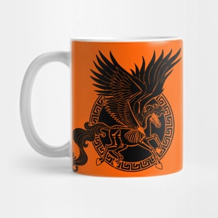 Greek Pegasus (black, with background) Mug